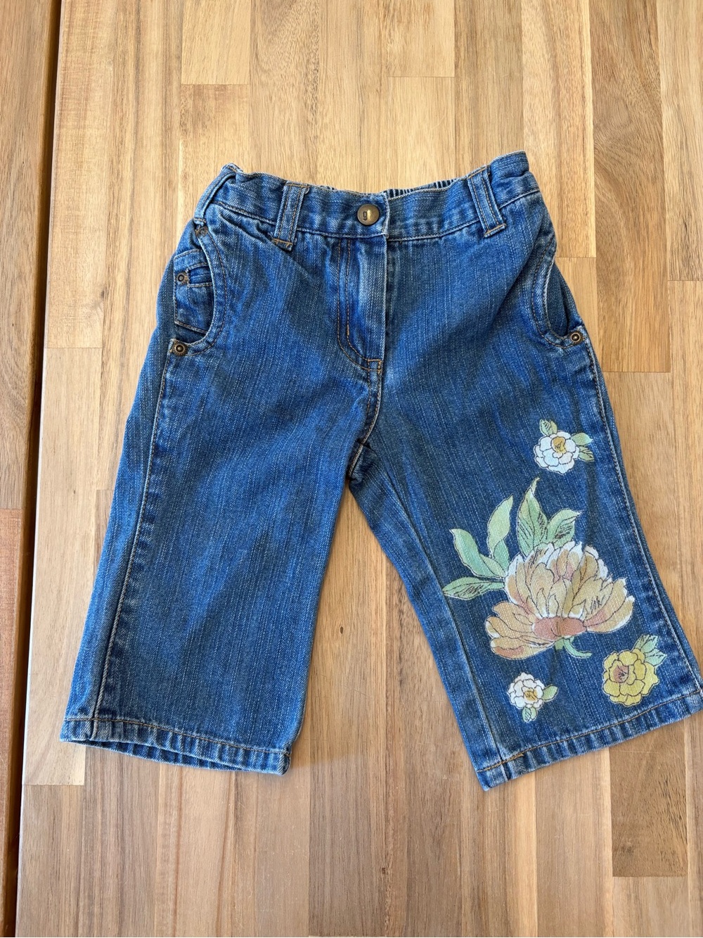 Gymboree Toddler Girl Blue Denim Fall Floral Wide Leg Jeans